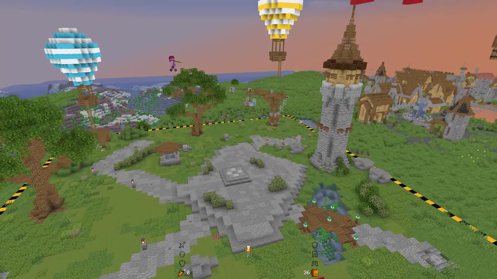 Hot air balloons above the Conquest SMP spawn
